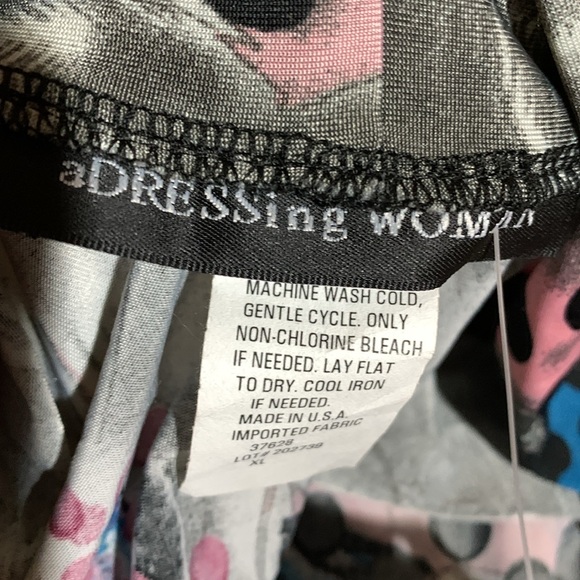 aDRESSing Woman Sweater Cardigan XL Short Animal Pring Gray Pink NWT Polyester - Picture 15 of 16